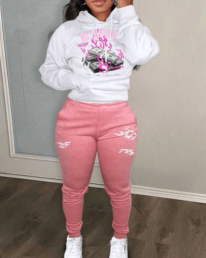 Damen Hoodie- und Jogginghose-Set mit kreativem Design Drune