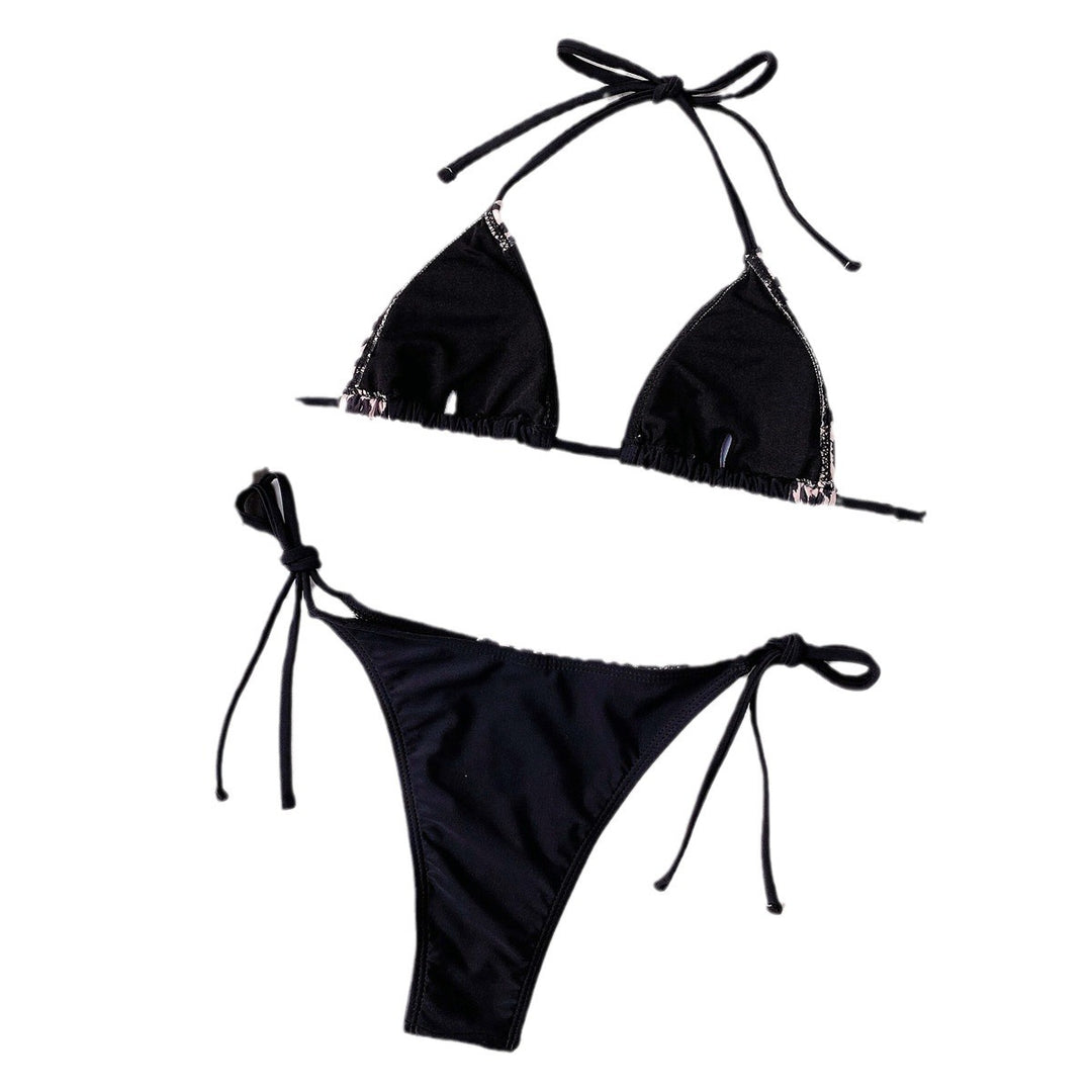 Damen Triangel-Bikini mit elegantem Tiermuster und verstellbaren Bindebändern Drune