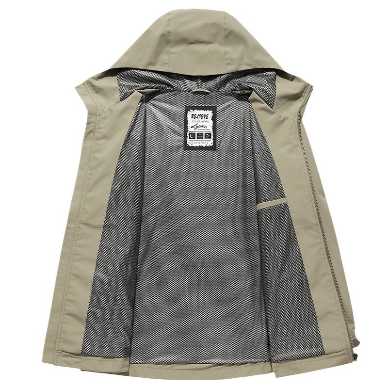 Herren Leichte Softshell‑Regenjacke mit atmungsaktivem Meshfutter und Kapuze Drune