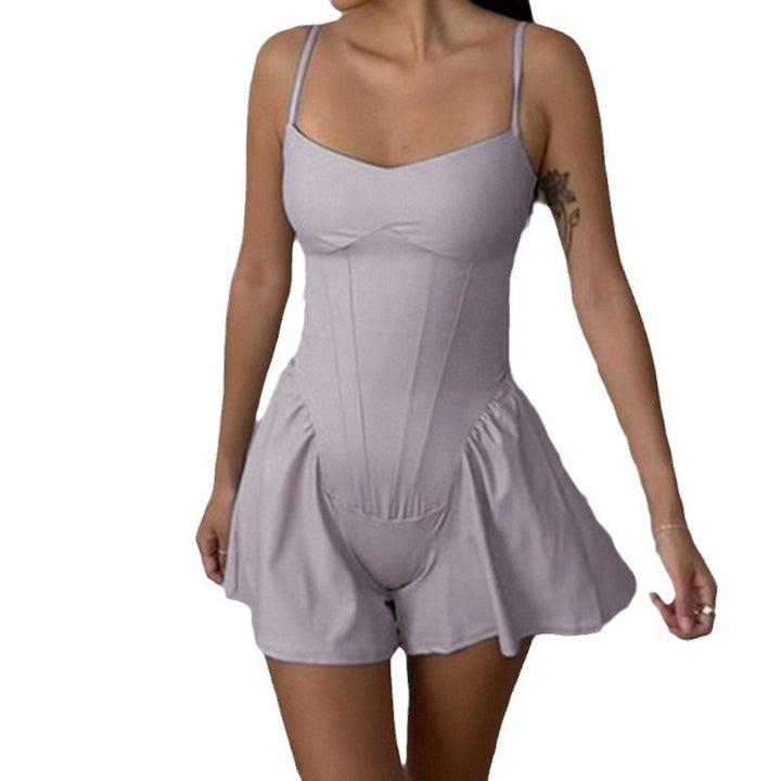 Damen figurbetontes Yogakleid mit verstellbaren Trägern und fließendem Saum Drune