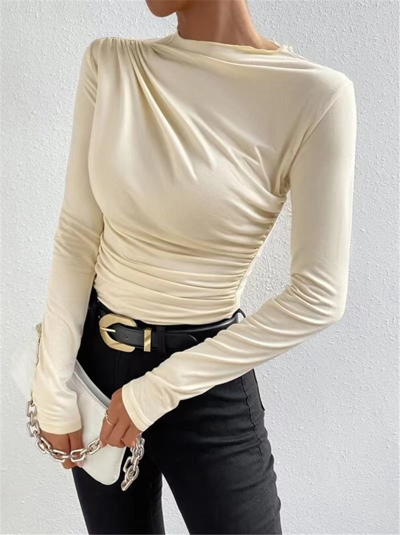 Damen Langarmshirt mit eleganten Raffungselementen und klassischem Design Drune