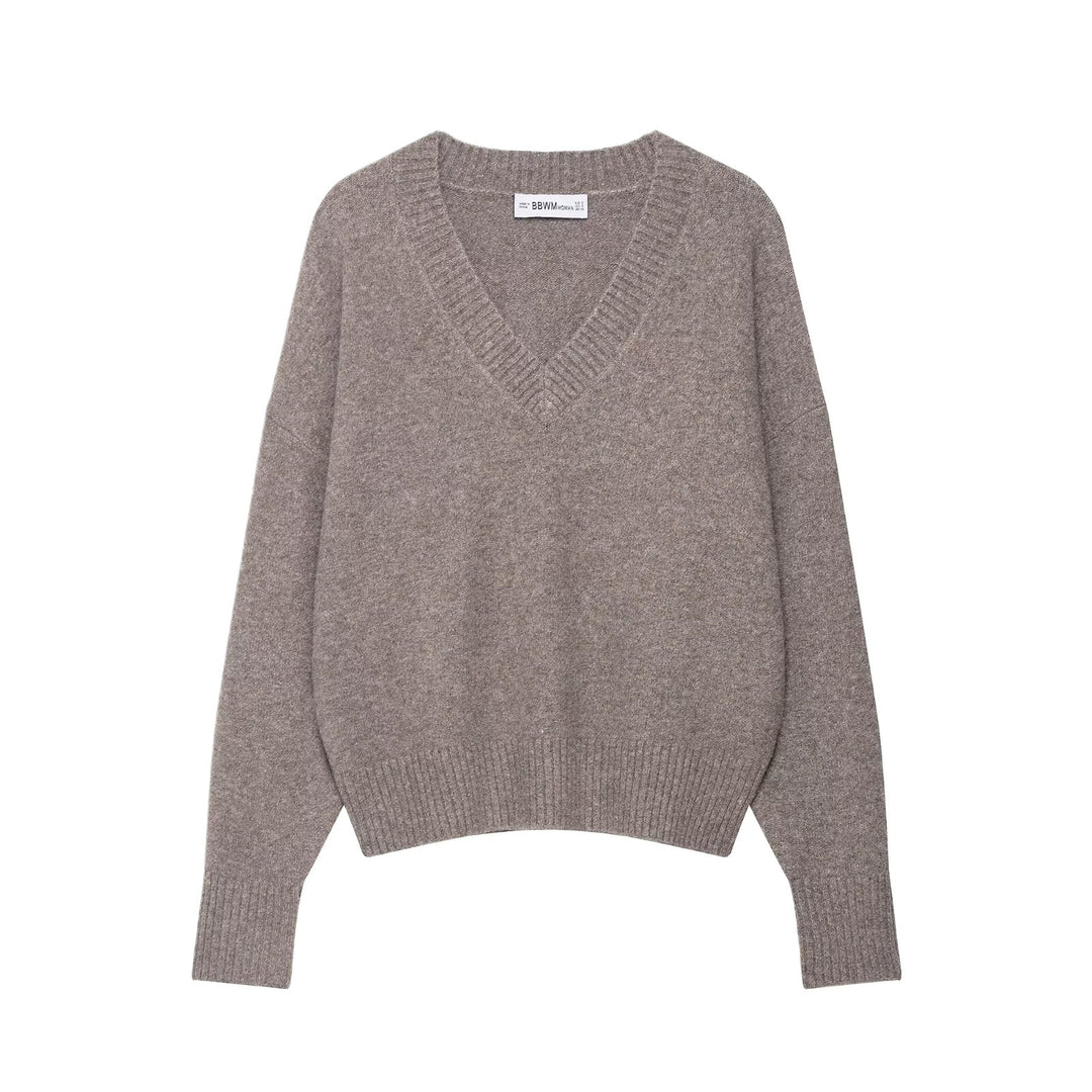 Damen Cozy V-Ausschnitt Pullover aus hochwertiger Merinowolle Drune