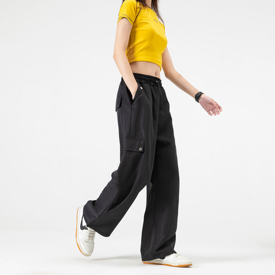 Damen Baggy-Cargo-Hose mit Tunnelzugbund, großen Klappentaschen und verstellbarem Saum Drune