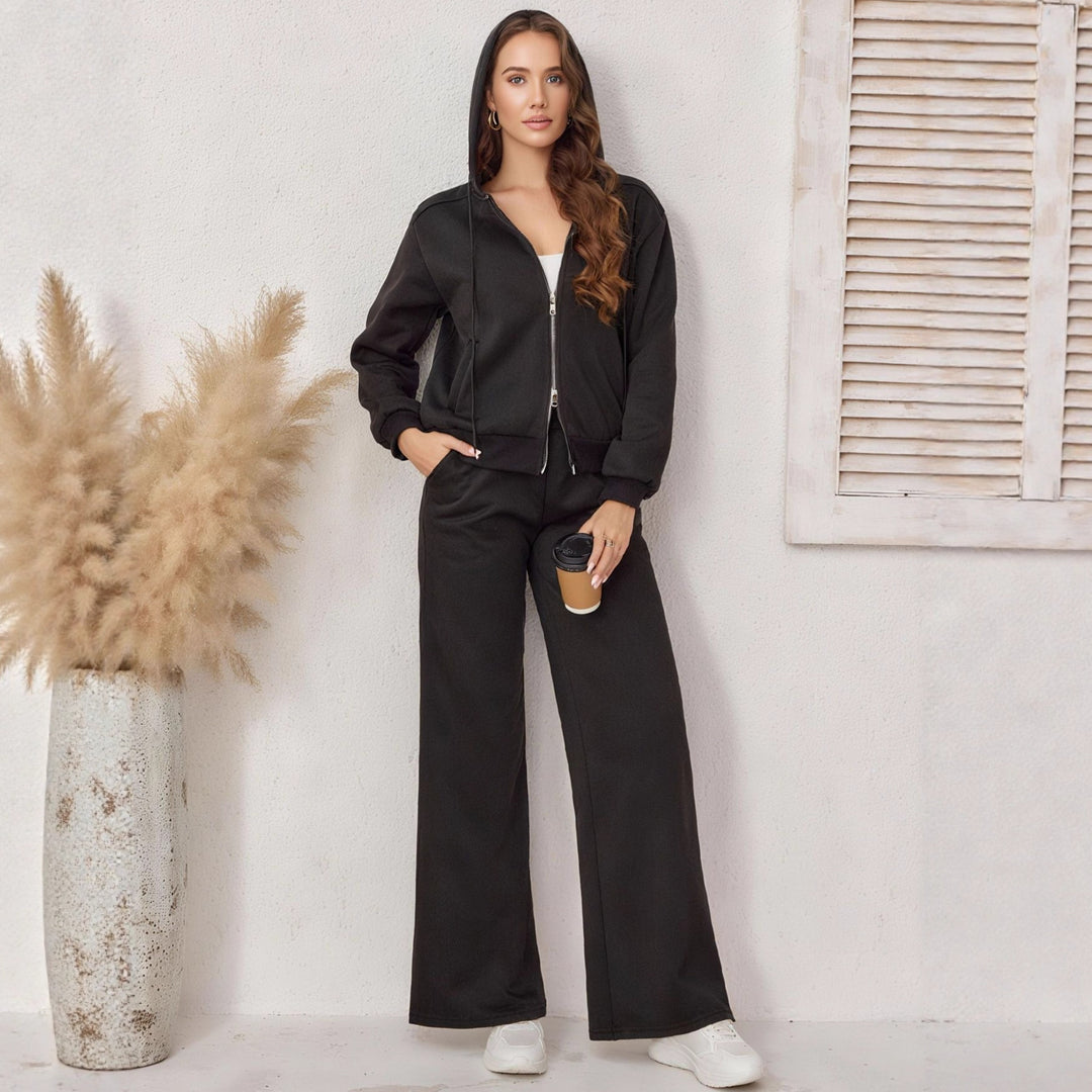 Damen Kapuzen-Sweatjacke mit Teddyfutter, Reißverschluss und Kordelzug Drune