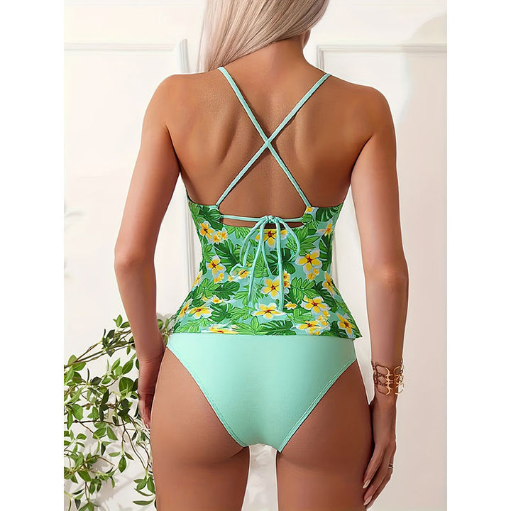 Damen Tankini mit floralen Mustern und verstellbaren Trägern Drune