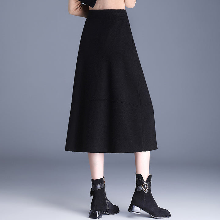 Damen Knielanger Rock mit praktischen Taschen und Knopfdetails Drune