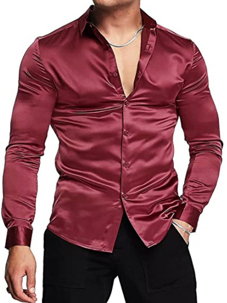 Herren Elegantes Hemd mit luxuriösem Satin-Finish und modernem Schnitt Drune