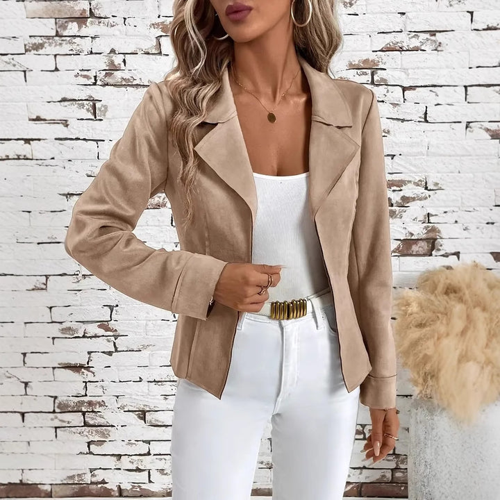 Damen elegante Wildlederjacke mit modernem Schnitt Drune