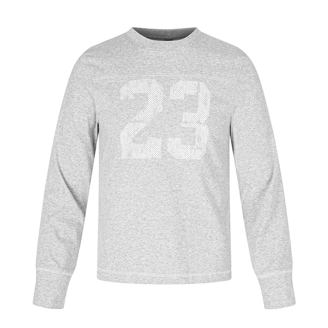 Unisex Langarm-Sweatshirt mit Rundhalsausschnitt, melierter Baumwollmischung und dezenter Zahlendruck Drune