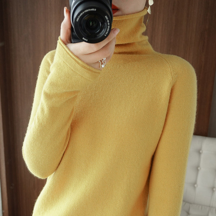 Damen Weicher Rollkragenpullover aus Kaschmir‑Look mit Daumenloch und figurbetonter Silhouette Drune