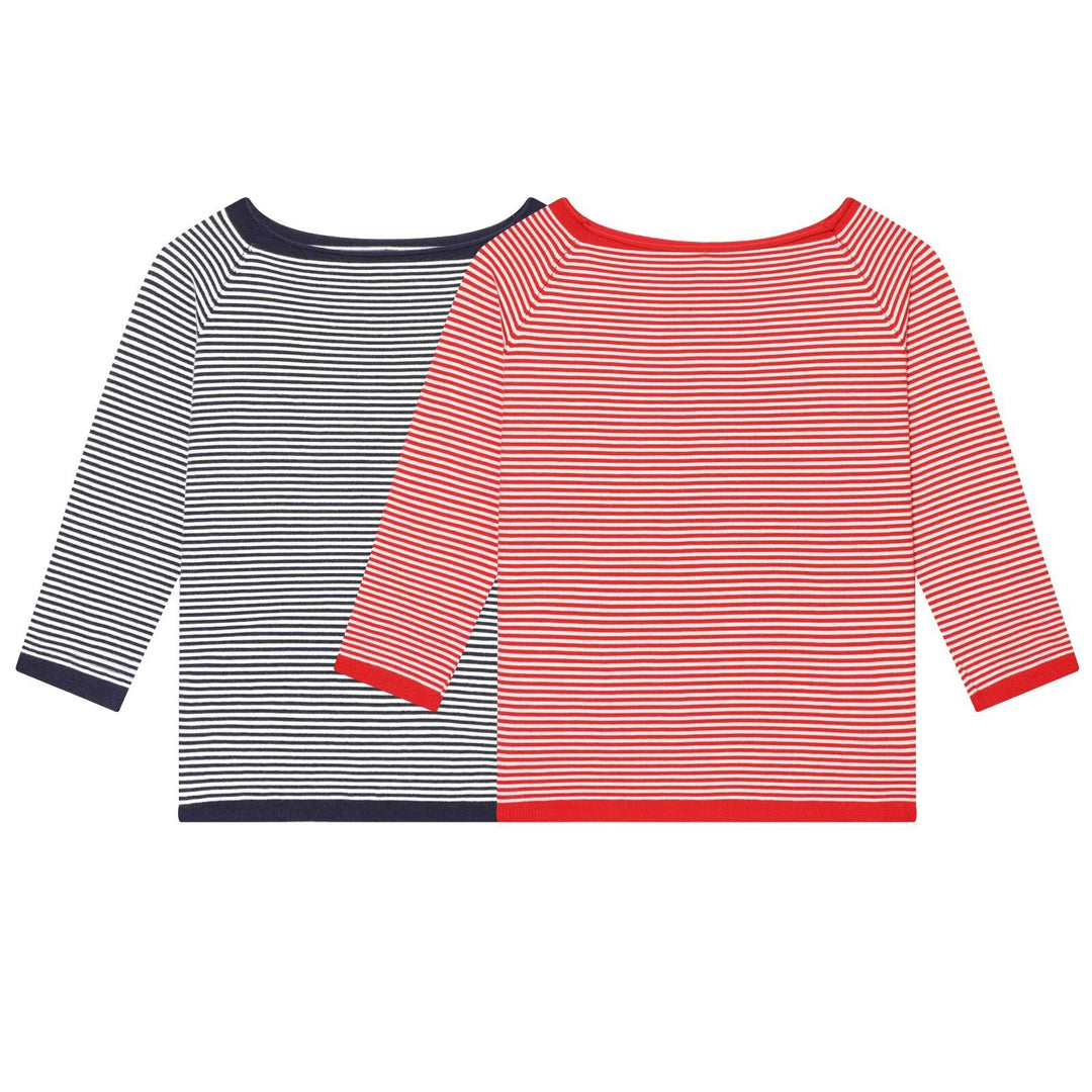 Damen Maritimes Ringel-Boatneck-Shirt mit dreiviertelärmeln Drune