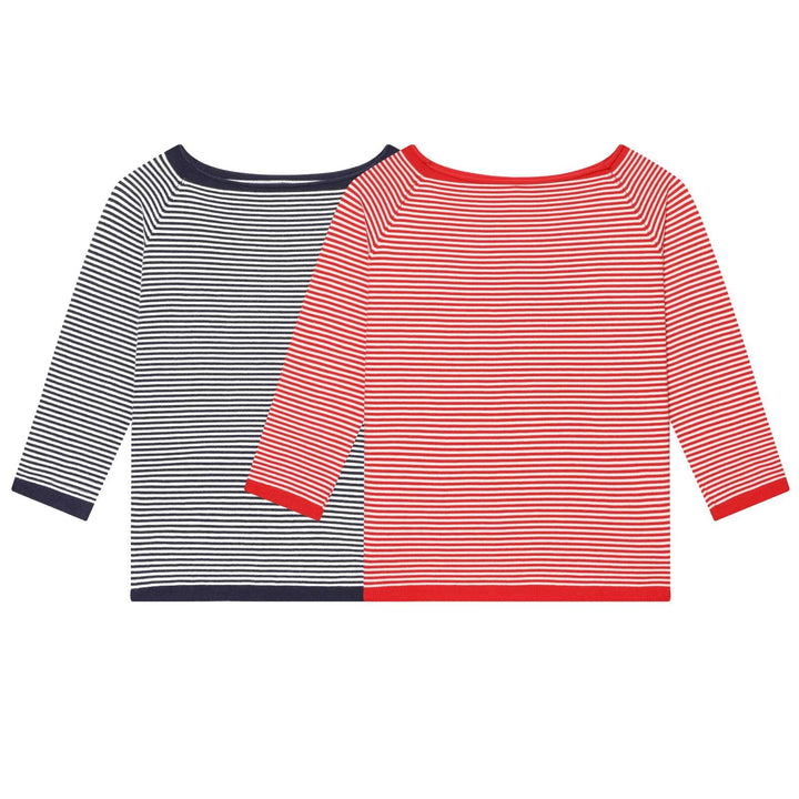 Damen Maritimes Ringel-Boatneck-Shirt mit dreiviertelärmeln Drune