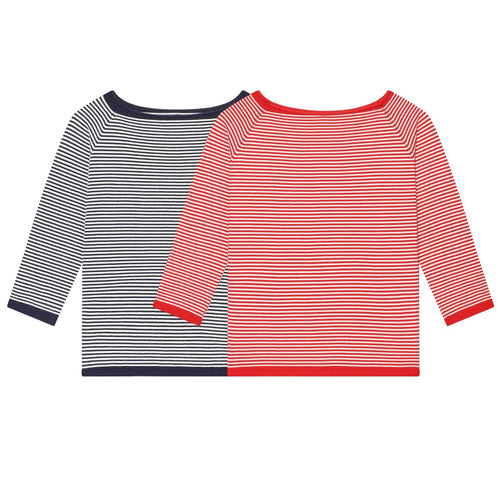 Damen Maritimes Ringel-Boatneck-Shirt mit dreiviertelärmeln Drune