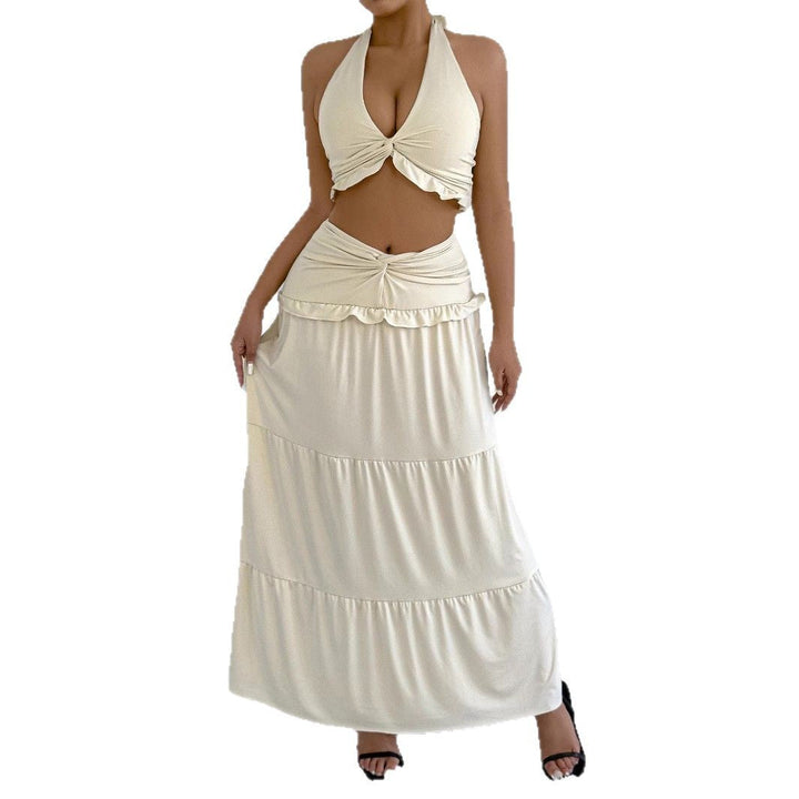 Damen Maxi-Rock mit croptop Design und Rüschendetails Drune