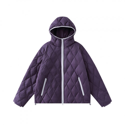 Damen Quilt-Steppjacke mit Kapuze, Diamantsteppung und verstellbarem Saum Drune