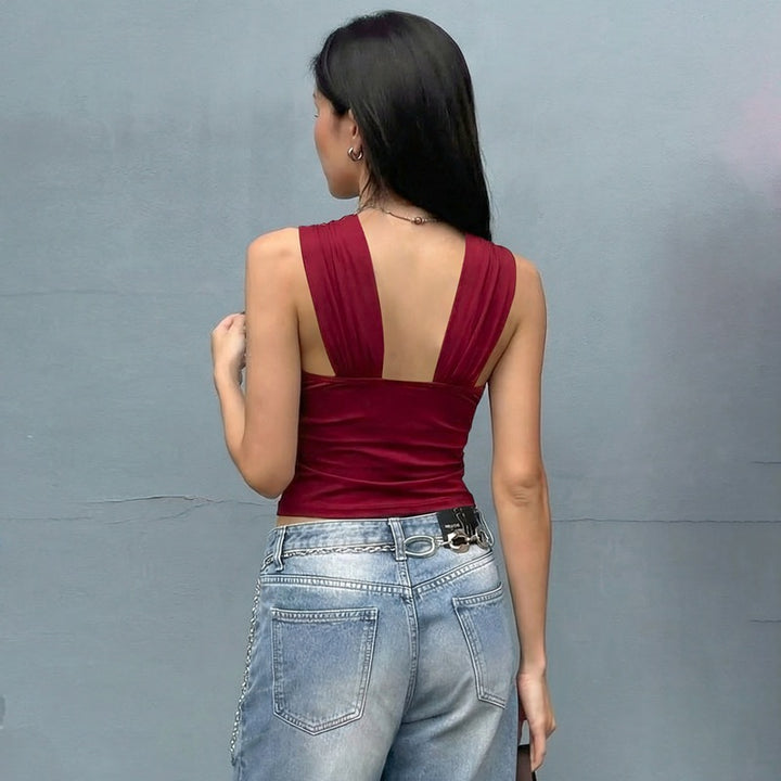 Damen Elegantes Crop-Top mit innovativem Halterdesign Drune