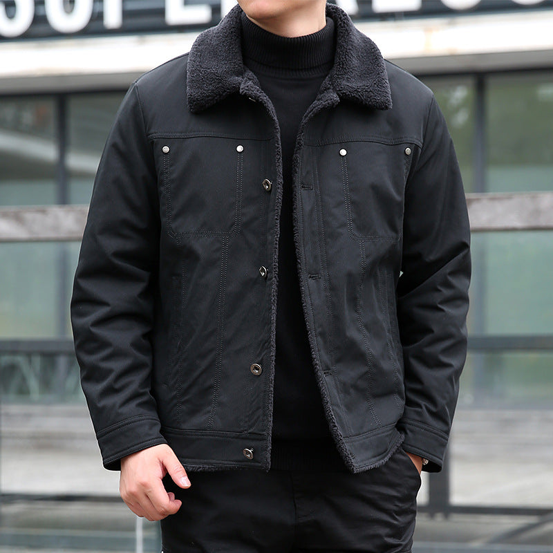 Herren Lässige Jacke mit Teddyfutter Drune