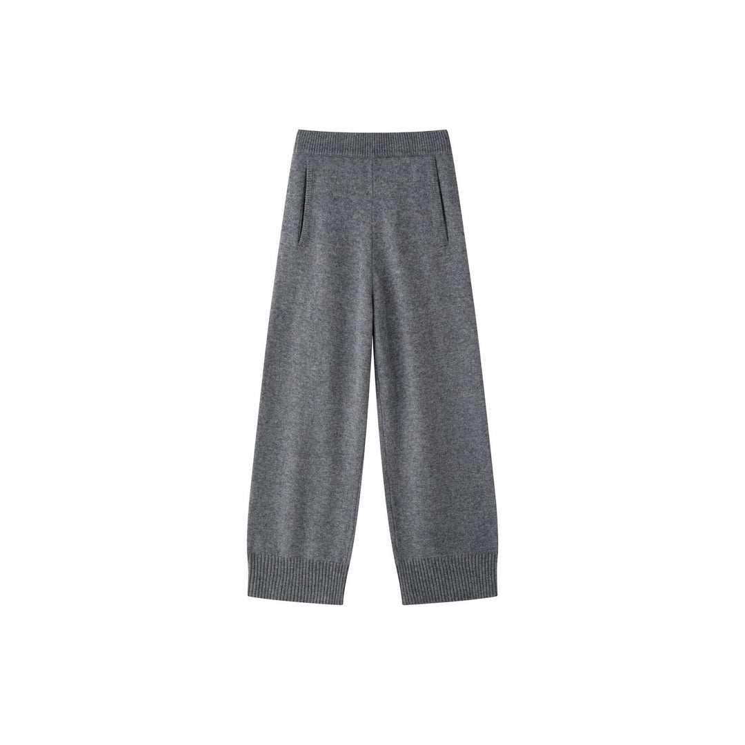 Damen Weiche Strick-Loungehose mit weitem Bein und Eingrifftaschen Drune