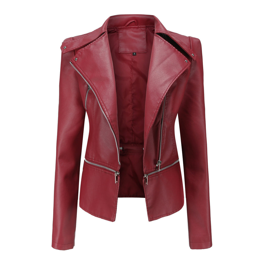 Damen Lederjacke mit asymmetrischem Reißverschluss und stilvollen Zipper-Details Drune