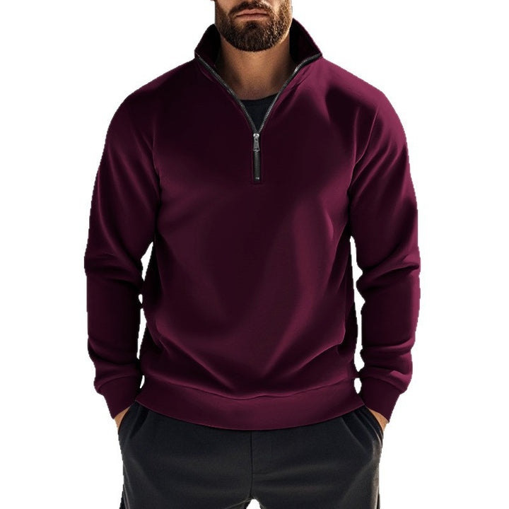 Herren nan komfortables Halbzip-Sweatshirt mit Stehkragen, leicht angerauter Innenseite und geripptem Saum Drune