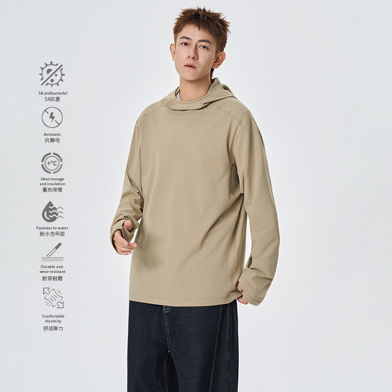 Herren Kapuzenpullover mit hohem Schalkragen aus technischem Stretchjersey Drune