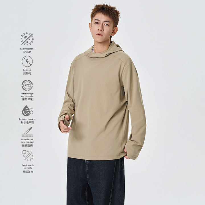Herren Kapuzenpullover mit hohem Schalkragen aus technischem Stretchjersey Drune