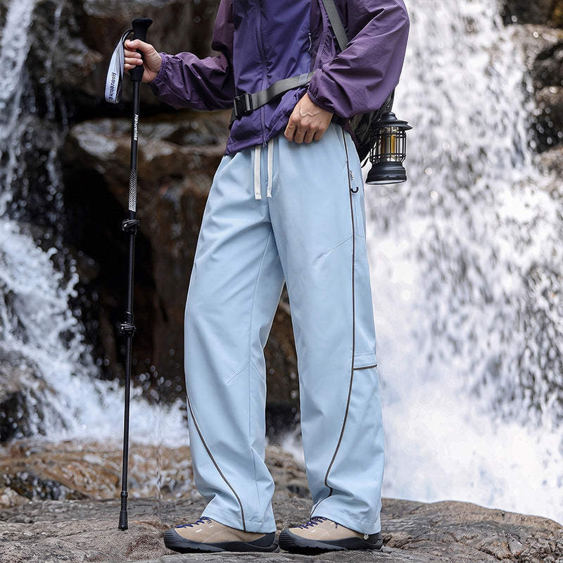 Unisex Wasserabweisende technische Cargo-Hose mit weitem Bein, Reißverschlusstaschen und Kordelzug Drune