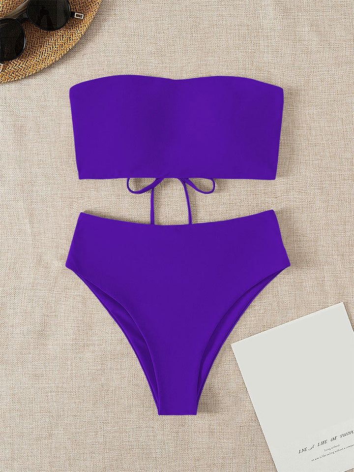 Damen Bandeau-Bikini mit hochgeschnittenem Unterteil Drune