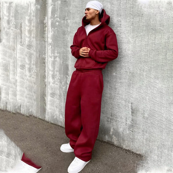 Herren nan Oversize Zip-Hoodie und Relaxed Sweatpants Set Drune