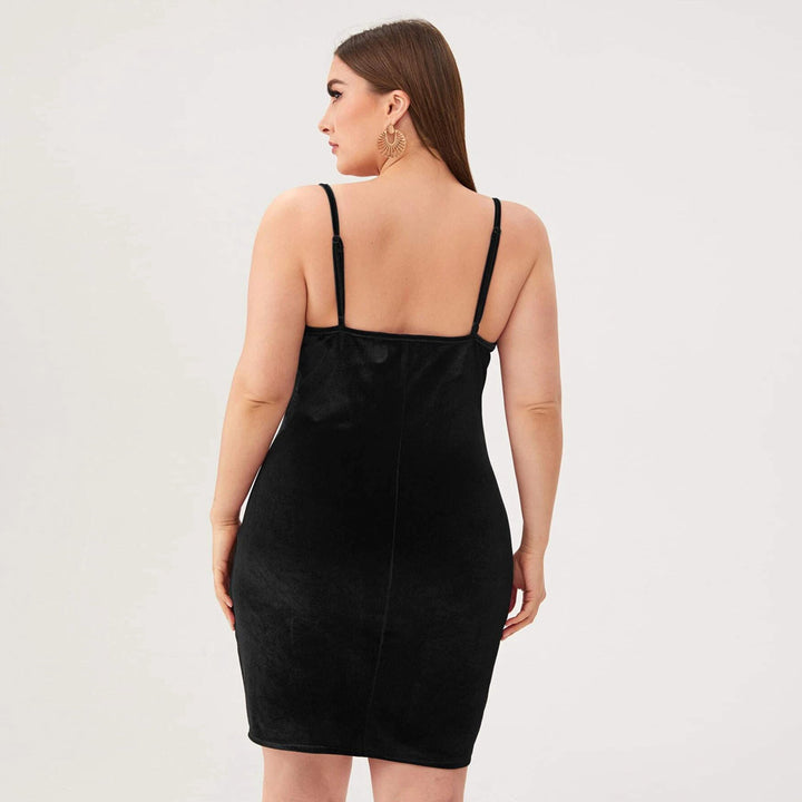 Damen elegantes, figurbetontes Partykleid aus Samt Drune