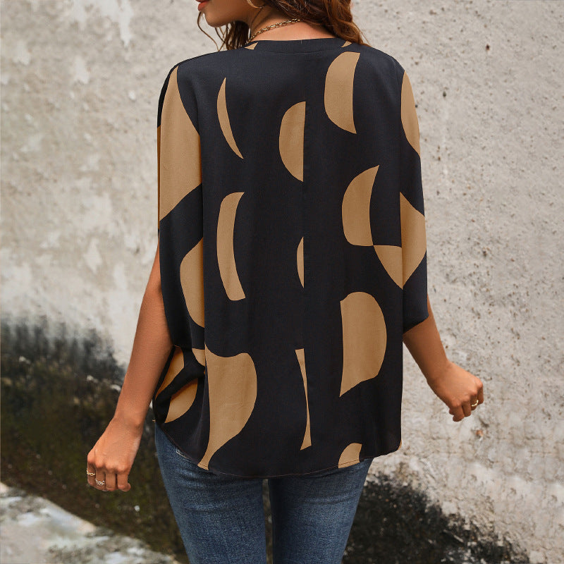 Damen Bluse mit modernem Grafikdesign und lockerer Passform Drune