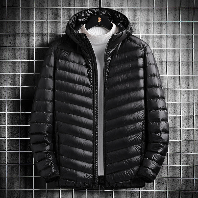 Herren nan ultraleichte Steppjacke mit Kapuze, winddichter Außenhülle und packbarem Thermofutter Drune