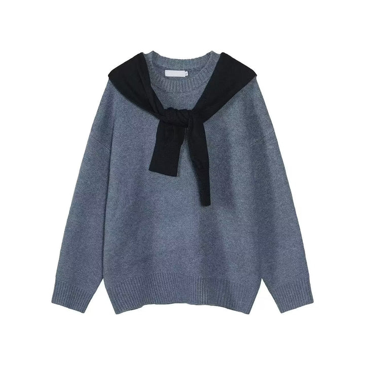 Damen Modischer Grobstrickpullover mit Kragen Drune
