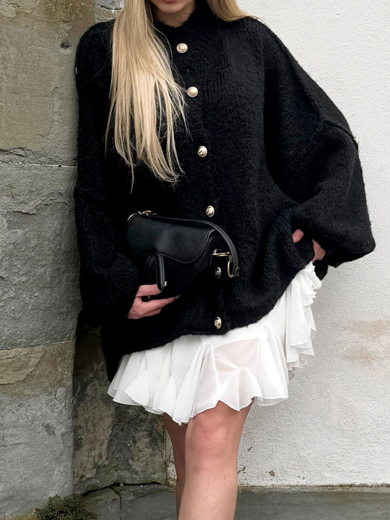 Damen gemütlicher Oversized-Strickpullover mit modernem Schnitt und voluminösen Ärmeln Drune