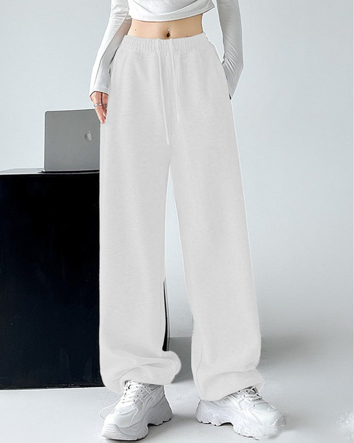 Damen nan extraweite Palazzo-Sweathose mit hohem Komfortbund, seitlichen Eingrifftaschen, Schlitz am Saum und Kordelzug Drune