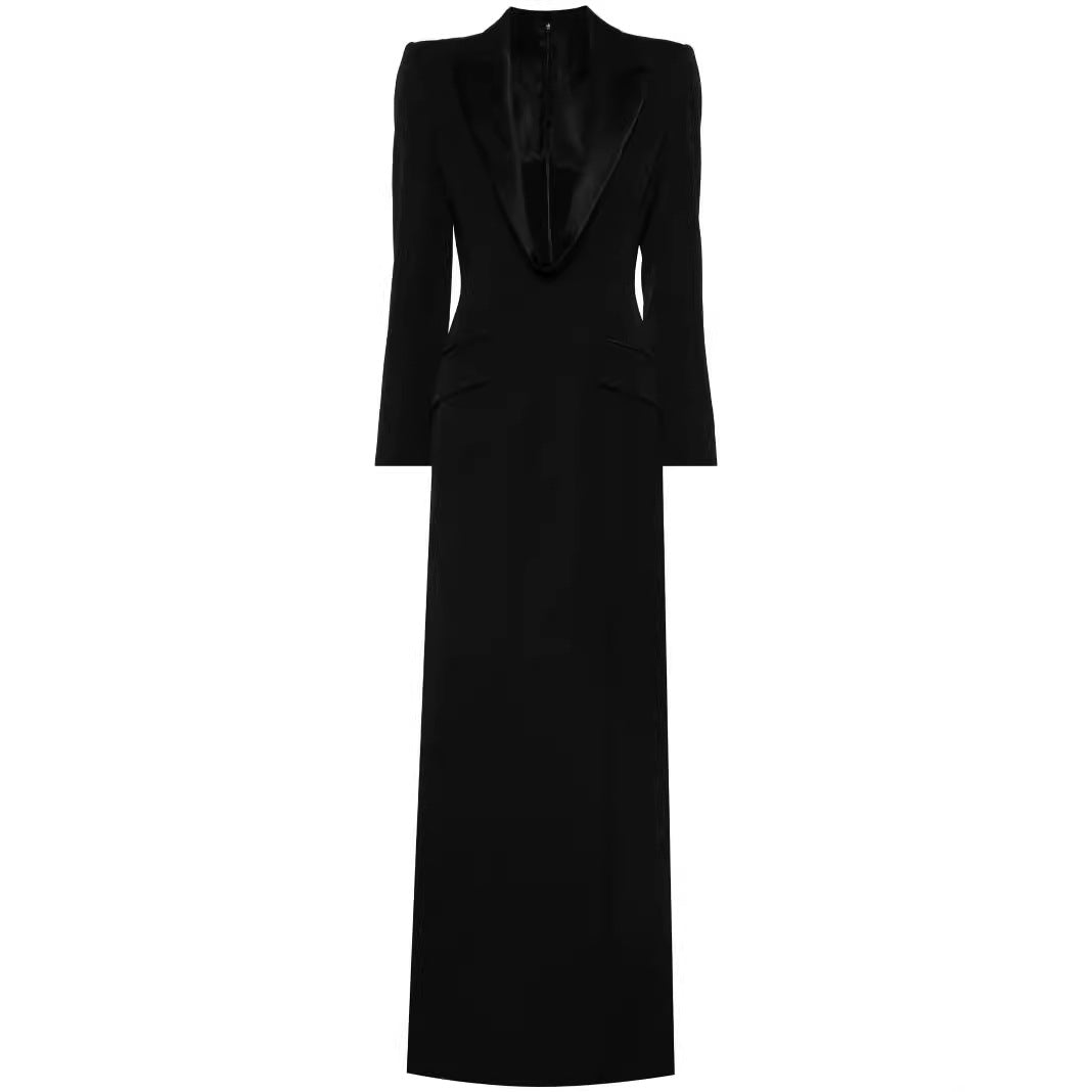 Damen Tailliertes Abend-Maxikleid im Smoking-Blazer-Stil Drune