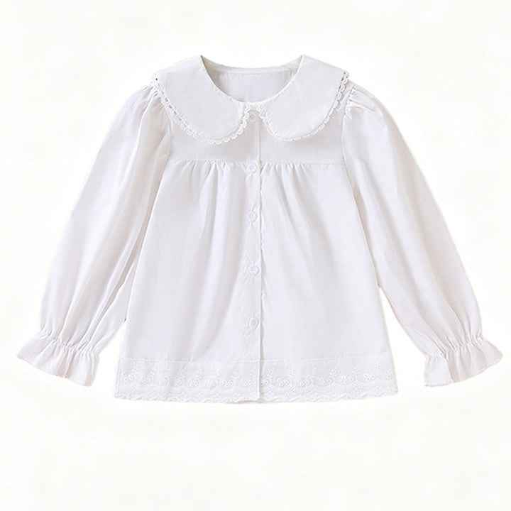 Mädchen elegante Bluse mit rüschenbesetztem Kragen Drune