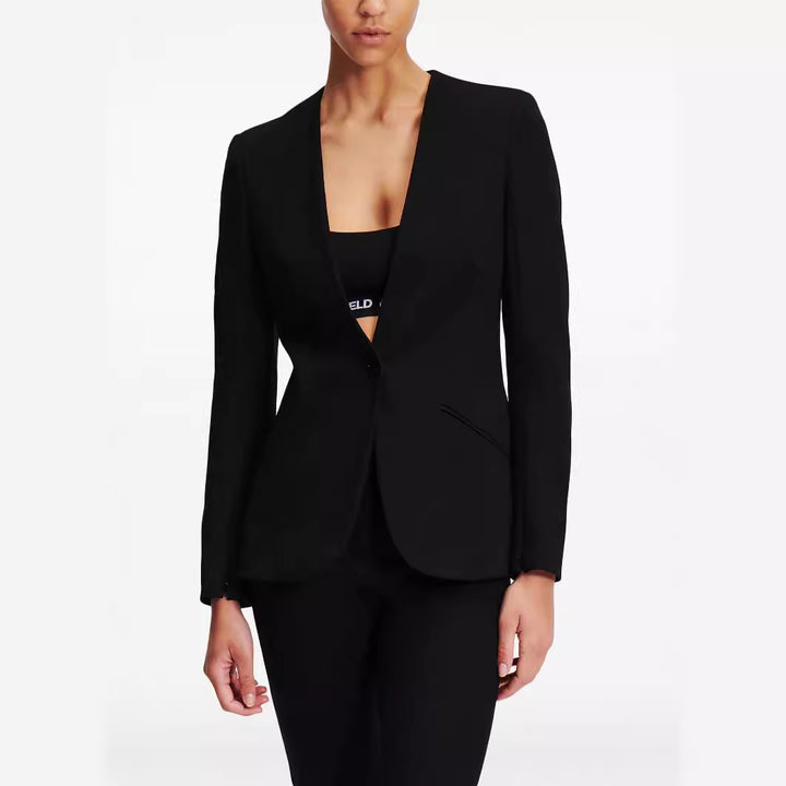 Damen Cape-Ärmel Tailoring-Blazer mit taillierter Silhouette und ausgestellter Hose mit Beinschlitz Drune