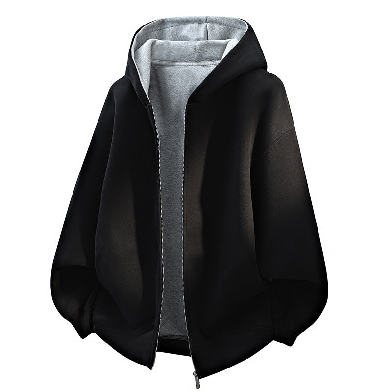 Unisex Oversize-Kapuzenpullover aus French-Terry mit Ballonärmeln und verlängertem Rückensaum Drune