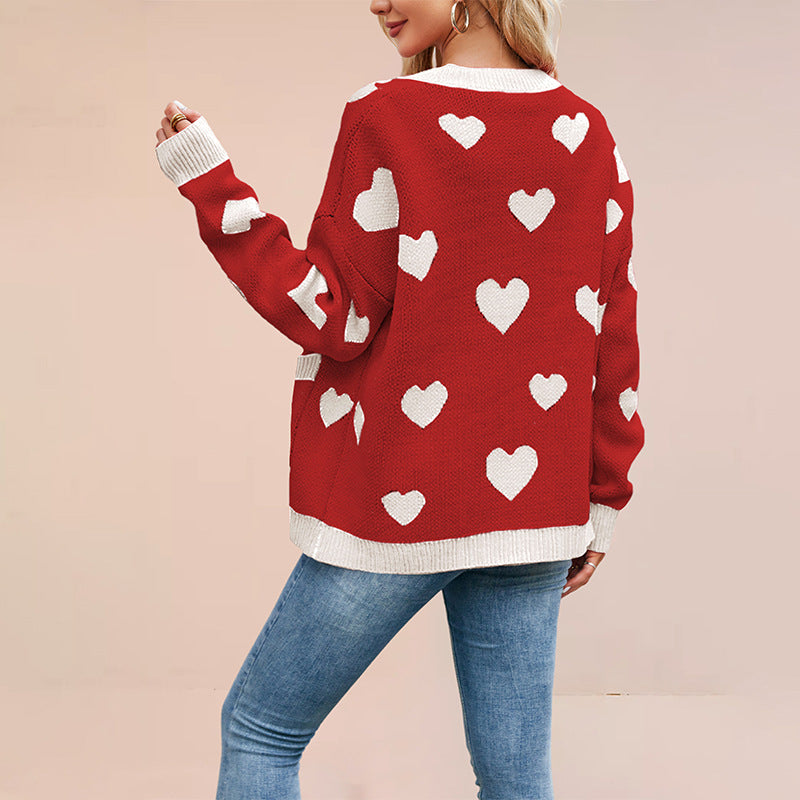 Damen Strickjacke mit Herzen Design und lässigem Schnitt Drune