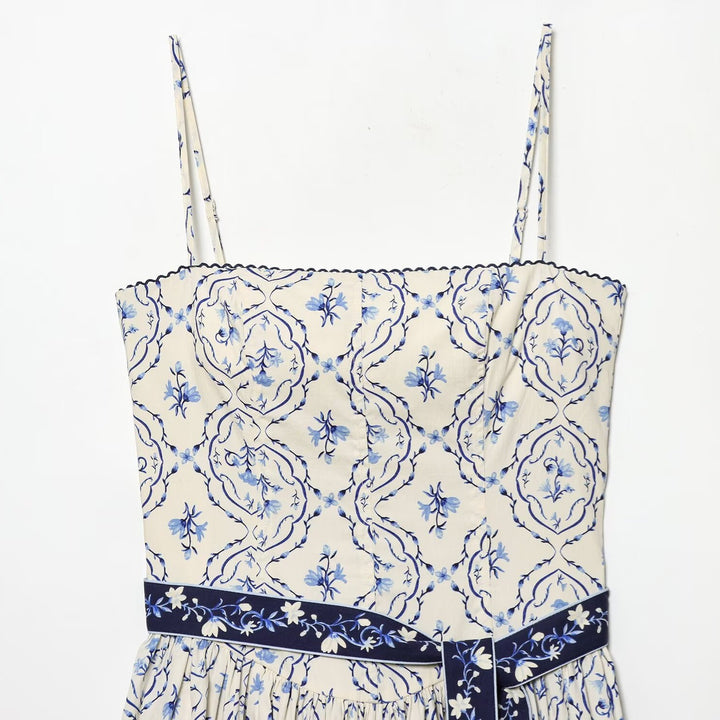 Damen Maxikleid mit floralem Muster und verstellbaren Spaghetti-Trägern Drune