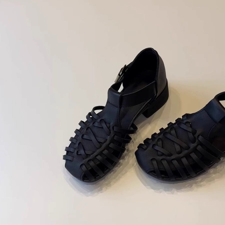 Damen Sandalen im trendigen Gitterdesign mit Blockabsatz Drune