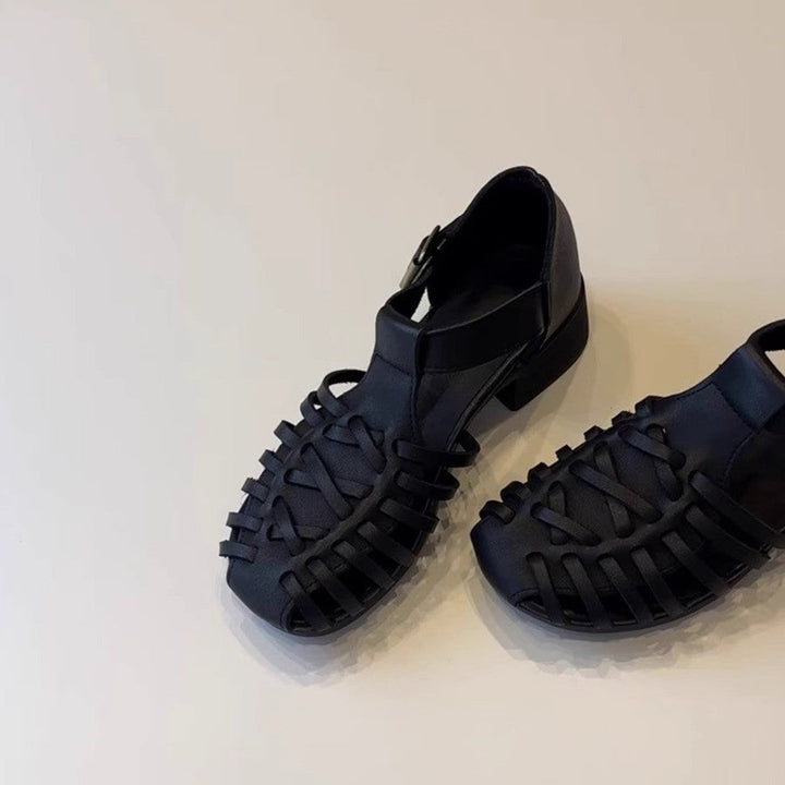 Damen Sandalen im trendigen Gitterdesign mit Blockabsatz Drune