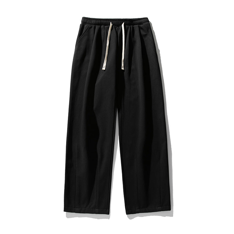 Unisex Weite Relaxed-Hose mit Bügelfalte, elastischem Komfortbund und Kordelzug Drune