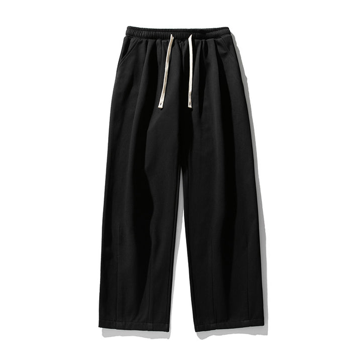 Unisex Weite Relaxed-Hose mit Bügelfalte, elastischem Komfortbund und Kordelzug Drune