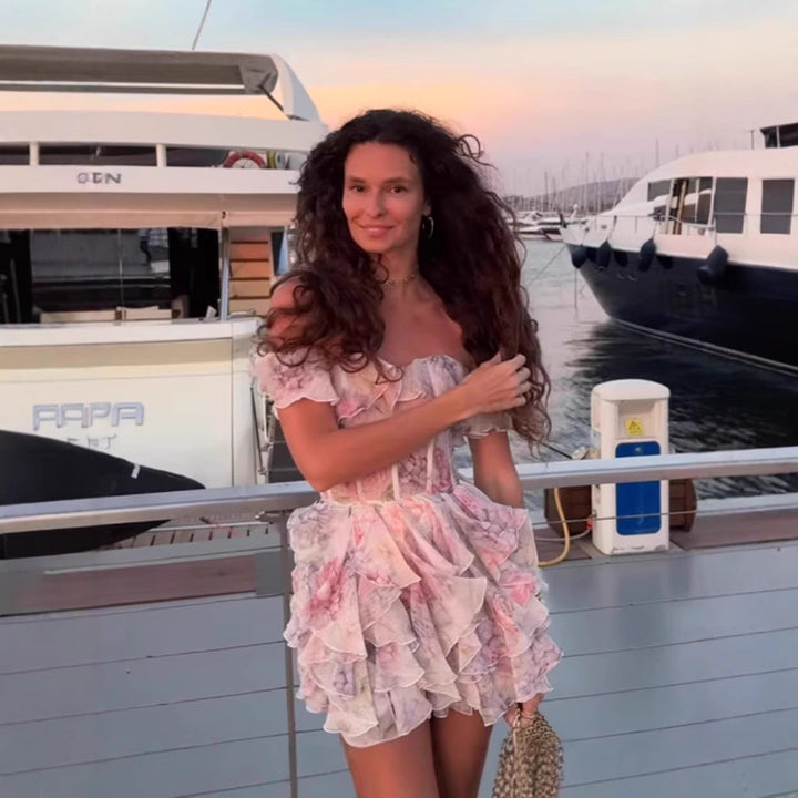 Damen Rüschendes Cocktailkleid mit schulterfreiem Design und tailliertem Schnitt Drune