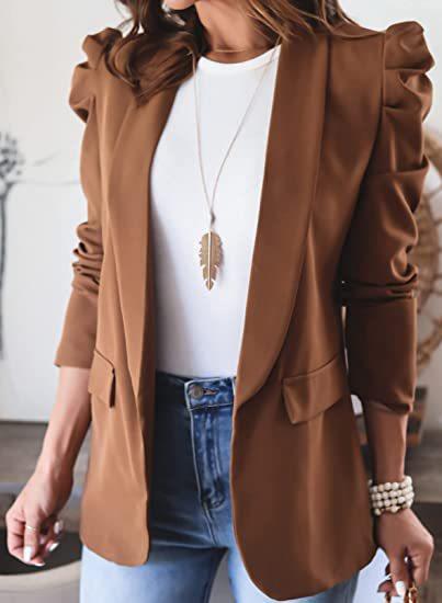 Damen eleganter Blazer mit Puffärmeln und modischem Schnitt Drune