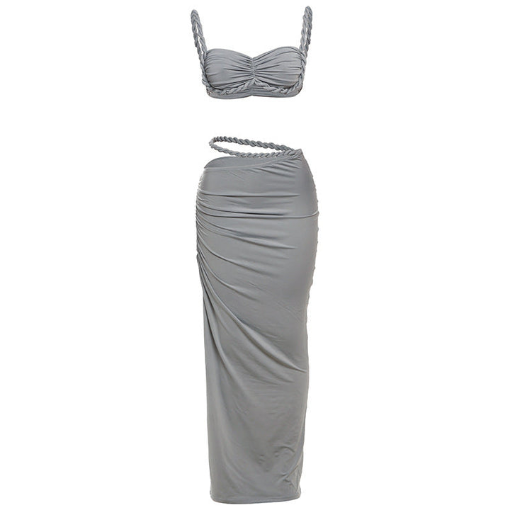 Damen Oberteil und Maxi Rock Set Drune
