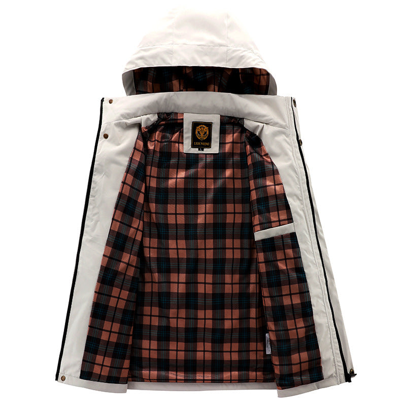 Herren nan wasserabweisende Parka-Jacke mit Kapuze, multifunktionalen Taschen, verdecktem Reißverschluss und wärmendem Steppfutter Drune