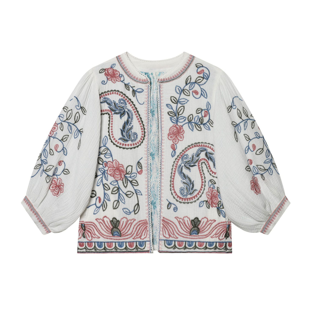 Damen Gestepptes Kimono-Jäckchen mit floraler Stickerei Drune